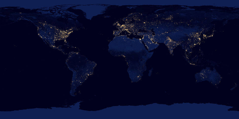 Карта мира ночью