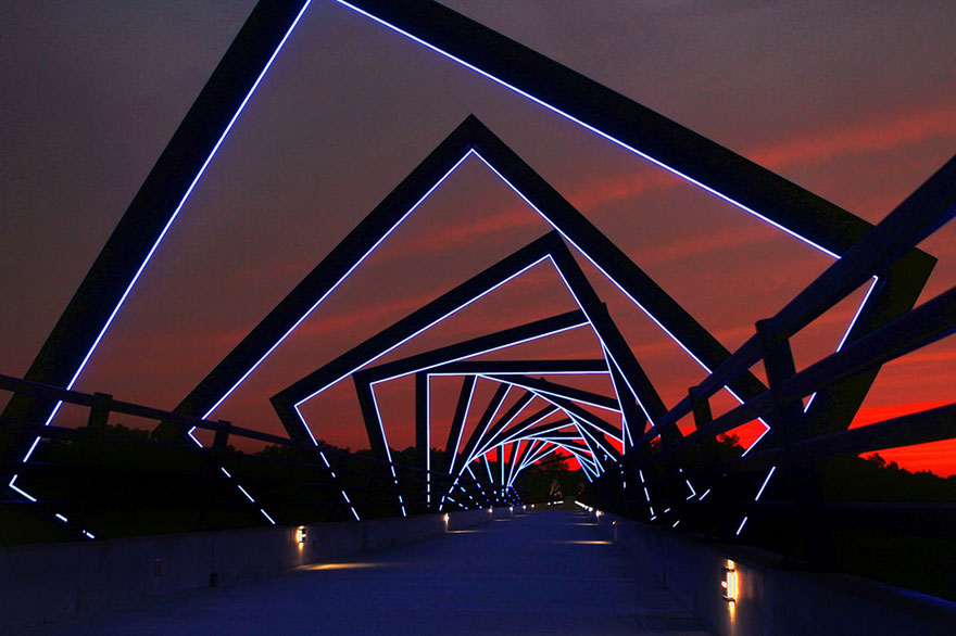 Железнодорожный мост-эстакада в штате Айова, США