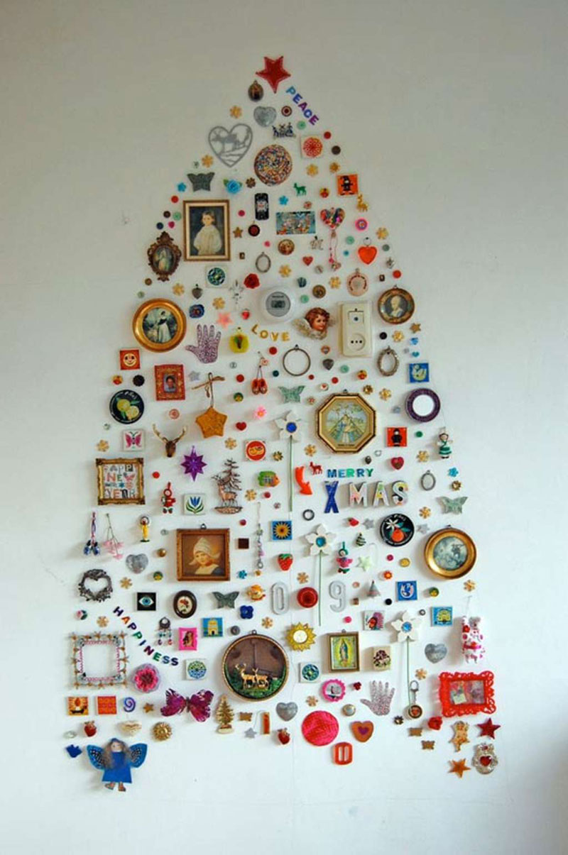 Christmas tree made on the wall